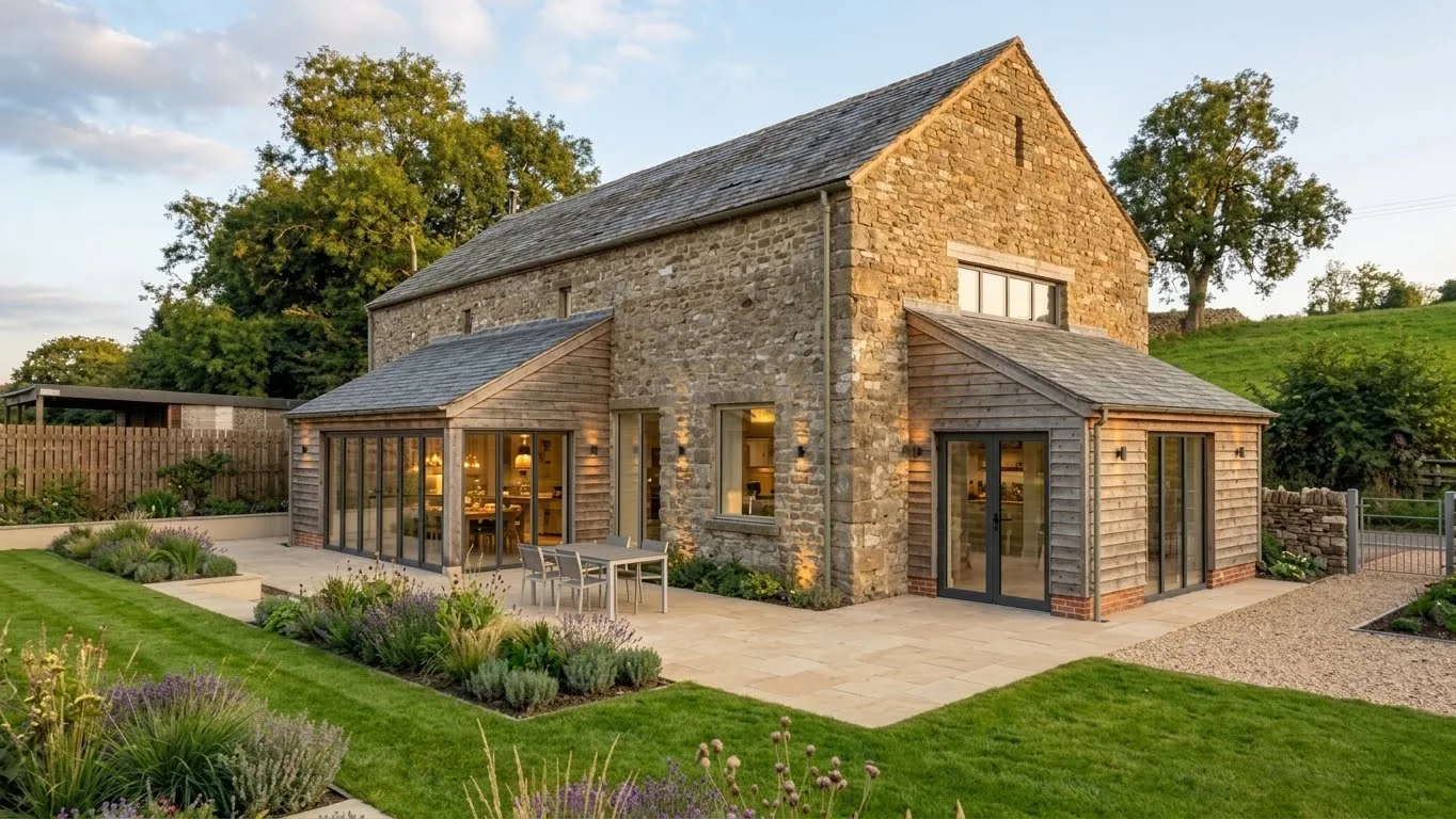 Completed stone barn conversion