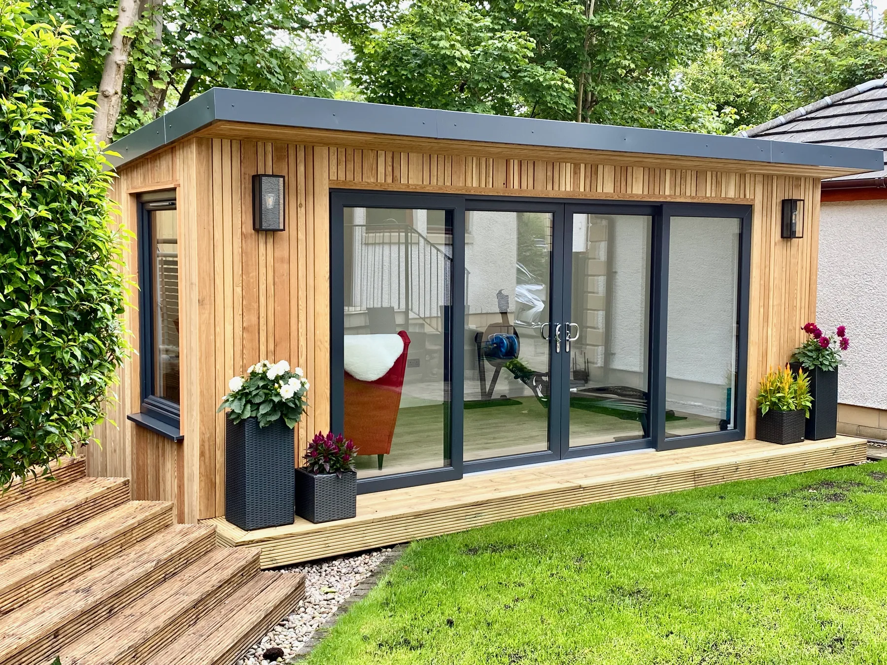 Modern glazed garden studio
