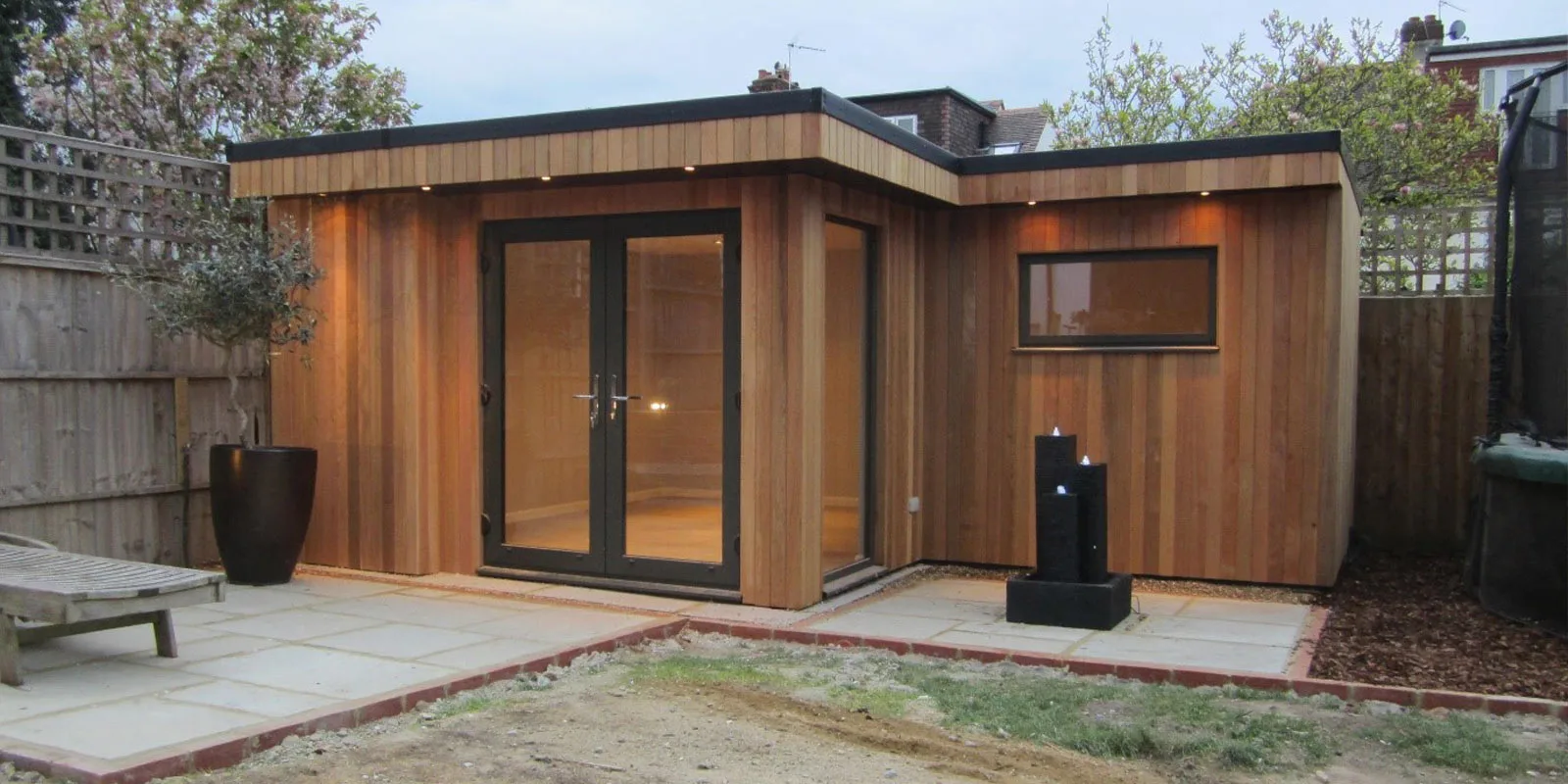 Wide timber garden room