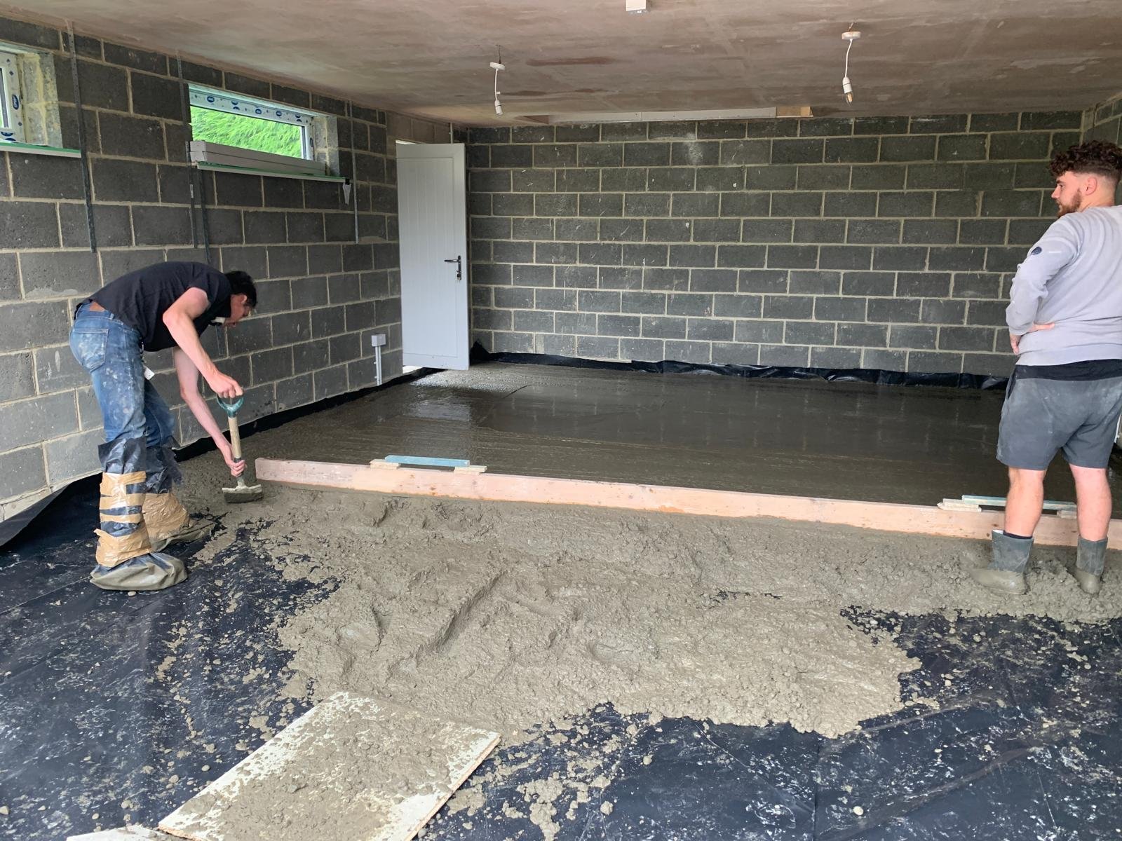 Concreting the floor..